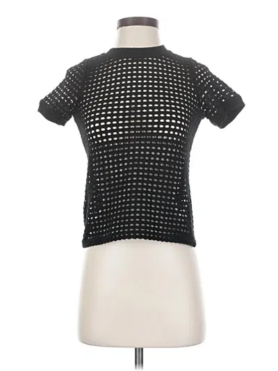 Pre-owned Mng Short Sleeve Top Black Mock Neckline Tops