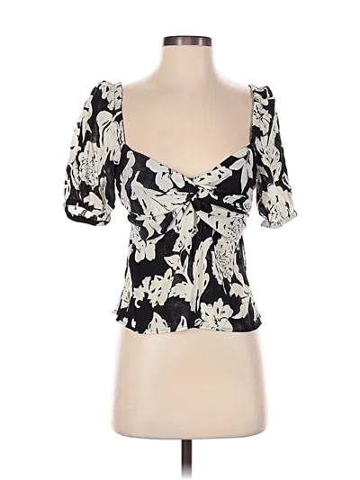 Pre-owned Mng Short Sleeve Top Black Sweetheart Neckline Tops