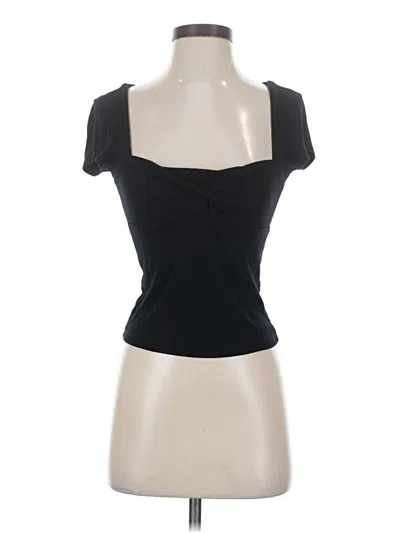 Pre-owned Mng Short Sleeve Top Black Sweetheart Neckline Tops