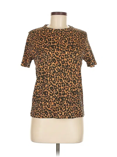 Pre-owned Mng Short Sleeve Top Brown Crew Neck Tops