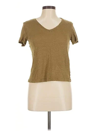 Pre-owned Mng Short Sleeve Top Brown V Neck Tops