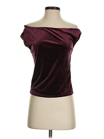 Pre-owned Mng Short Sleeve Top Burgundy Strapless Neckline Tops