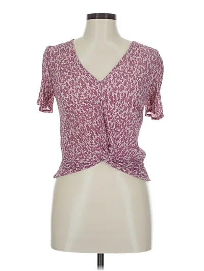 Pre-owned Mng Short Sleeve Top Burgundy Sweetheart Neckline Tops