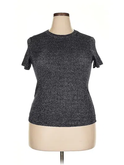 Pre-owned Mng Short Sleeve Top Gray Mock Neckline Tops