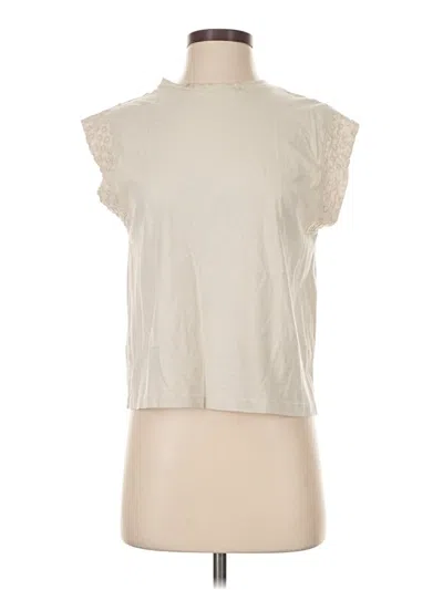 Pre-owned Mng Short Sleeve Top Ivory High Neck Tops