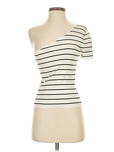 Pre-owned Mng Short Sleeve Top Ivory One Shoulder Neckline Tops In White