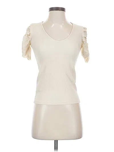 Pre-owned Mng Short Sleeve Top Ivory Sweetheart Neckline Tops