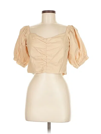 Pre-owned Mng Short Sleeve Top Ivory Sweetheart Neckline Tops In White