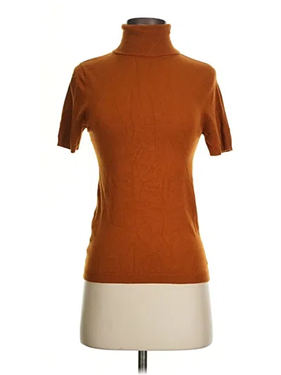 Pre-owned Mng Short Sleeve Top Orange Mock Neckline Tops