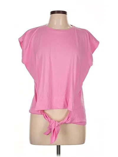 Pre-owned Mng Short Sleeve Top Pink Keyhole Neckline Tops