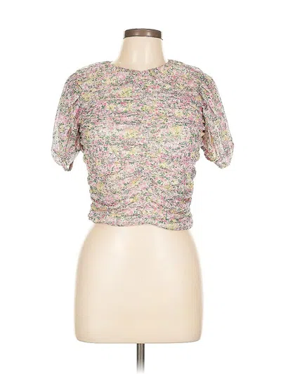 Pre-owned Mng Short Sleeve Top Pink Mock Neckline Tops