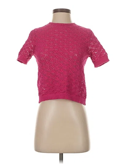 Pre-owned Mng Short Sleeve Top Pink Mock Neckline Tops