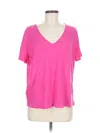 Mng Short Sleeve Top Pink V Neck Tops In Pink