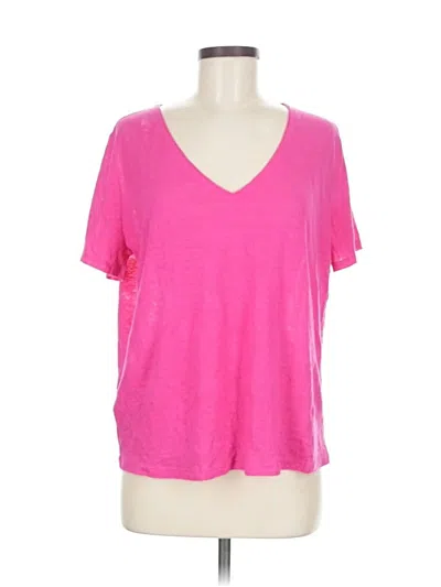 Mng Short Sleeve Top Pink V Neck Tops