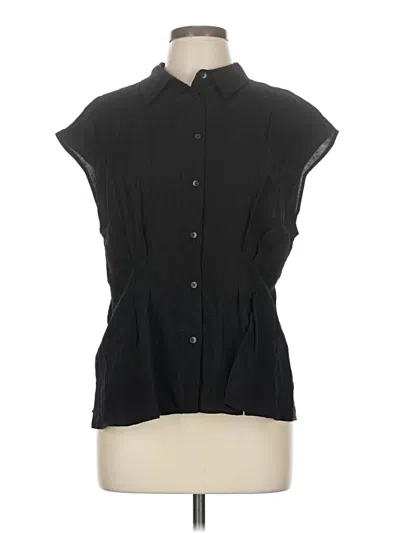 Pre-owned Mng Sleeveless Button Down Shirt In Black