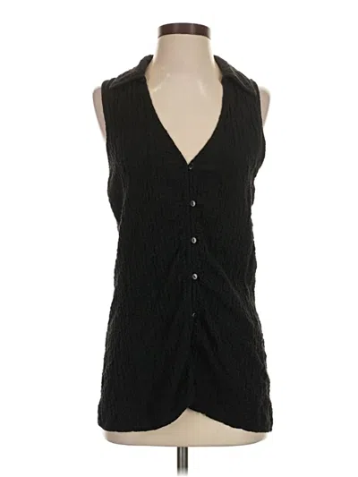 Pre-owned Mng Sleeveless Button Down Shirt In Black
