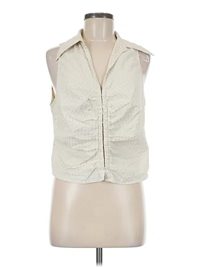 Pre-owned Mng Sleeveless Button Down Shirt In White