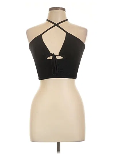 Pre-owned Mng Sleeveless Top Black Halter Neckline Tops