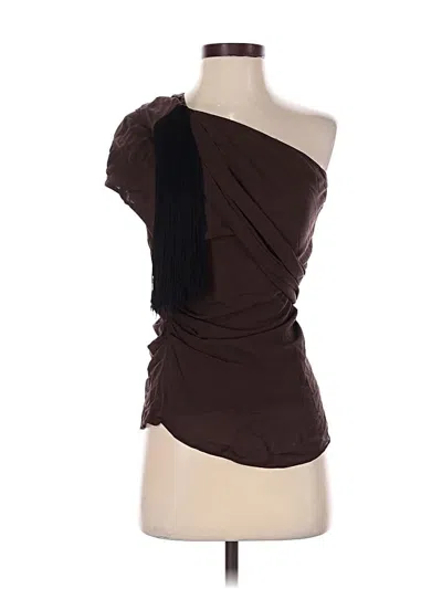 Pre-owned Mng Sleeveless Top Brown One Shoulder Neckline Tops