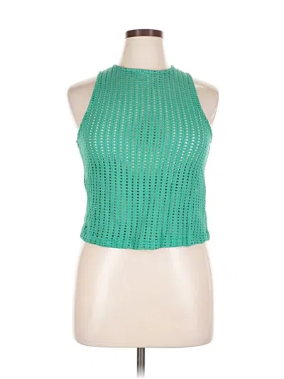 Pre-owned Mng Sleeveless Top Green Halter Neckline Tops