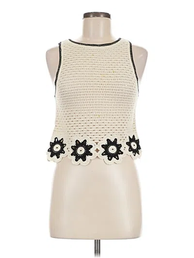 Pre-owned Mng Sleeveless Top Ivory Halter Neckline Tops