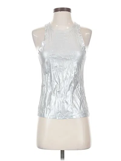 Pre-owned Mng Sleeveless Top Silver Metallic Pattern Halter Neckline Tops