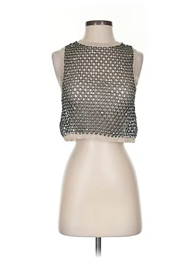 Pre-owned Mng Sleeveless Top Silver Strapless Neckline Tops