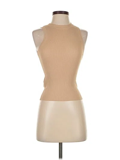 Pre-owned Mng Sleeveless Top Tan Halter Neckline Tops In Brown