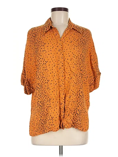 Pre-owned Mng Suit 3/4 Sleeve Button Down Shirt In Orange