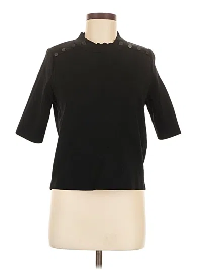 Pre-owned Mng Suit Short Sleeve Top Black Mock Neckline Tops