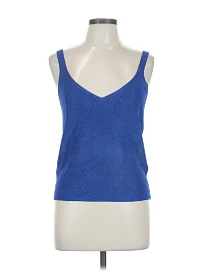 Pre-owned Mng Tank Top Blue Plunge Neckline Tops