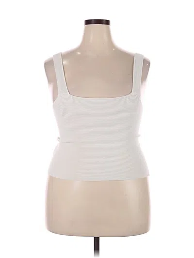 Pre-owned Mng Tank Top Ivory Square Neckline Tops In White