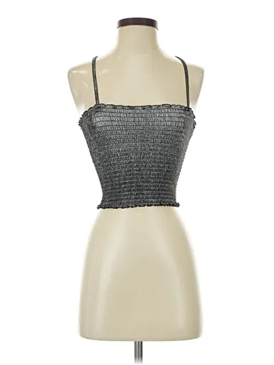 Pre-owned Mng Tank Top Silver Strapless Neckline Tops