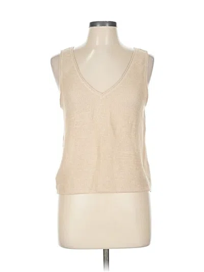 Pre-owned Mng Tank Top Tan Plunge Neckline Tops In Brown