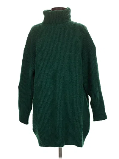 Pre-owned Mng Turtleneck Sweater In Green