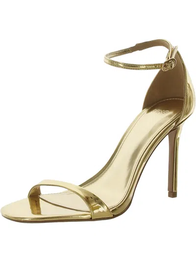 Mng Viviane Womens Metallic Square Toe Ankle Strap In Gold