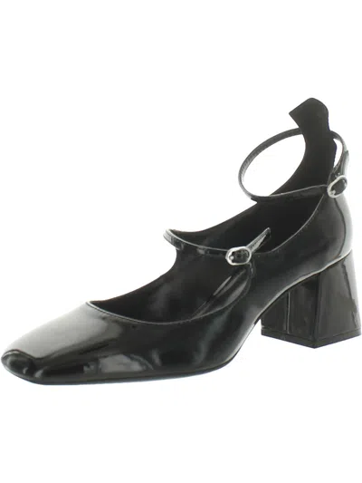 Mng Womens Comfort Insole Faux Leather Block Heels In Black
