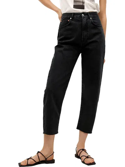 Mng Womens High Rise Cropped Ankle Jeans In Black