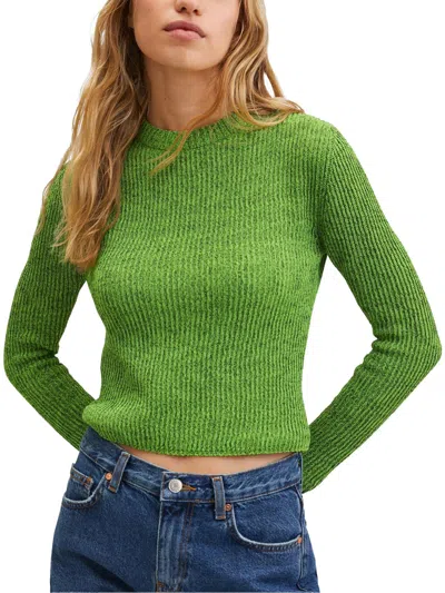 Mng Womens Knit Long Sleeve Crewneck Sweater In Green