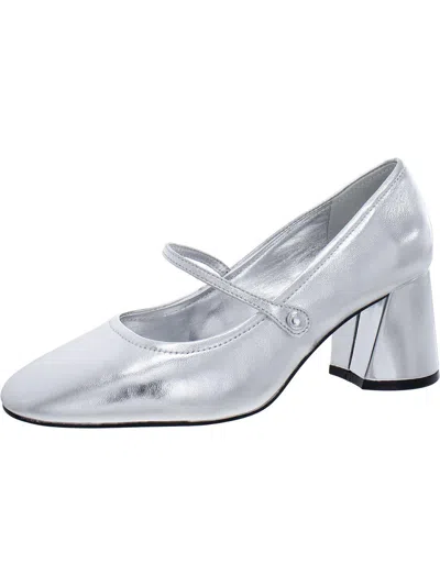 Mng Womens Leather Mary Jane Heels In Silver