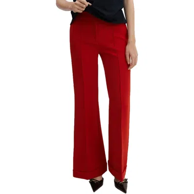 Mng Womens Mid Rise Flare Trouser Pants In Red