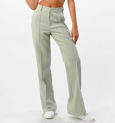 Mni Los Angeles Front Seam Wide Leg Pants In Sage In Gray