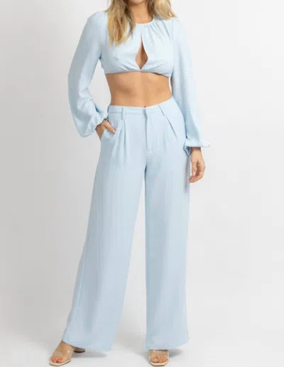 Mni Los Angeles Open Front Pant Set In Light Blue