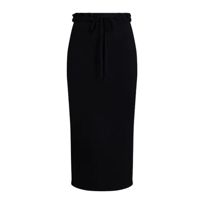 Mnk Atelier Women's Chained Detail Silk Blend Knitted Midi Pencil Skirt - Black