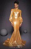 Mnm Couture 2474 Long Mermaid Formal Evening Dress In Gold