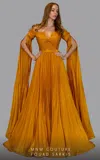 Mnm Couture 2694 Pleated A Line Long Formal Evening Dress In Orange