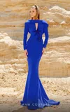 Mnm Couture 2768 Long Fitted Mermaid Evening Formal Dress In Blue