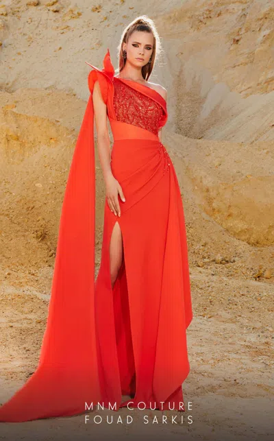 Mnm Couture 2772 Long Evening Gown Fitted Formal Dress In Orange