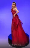 Mnm Couture 2794 A Line Long Formal Beaded Evening Formal Dress In Red