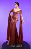 Mnm Couture 2795 Long Formal Fitted Sequin Evening Dress In Burgundy